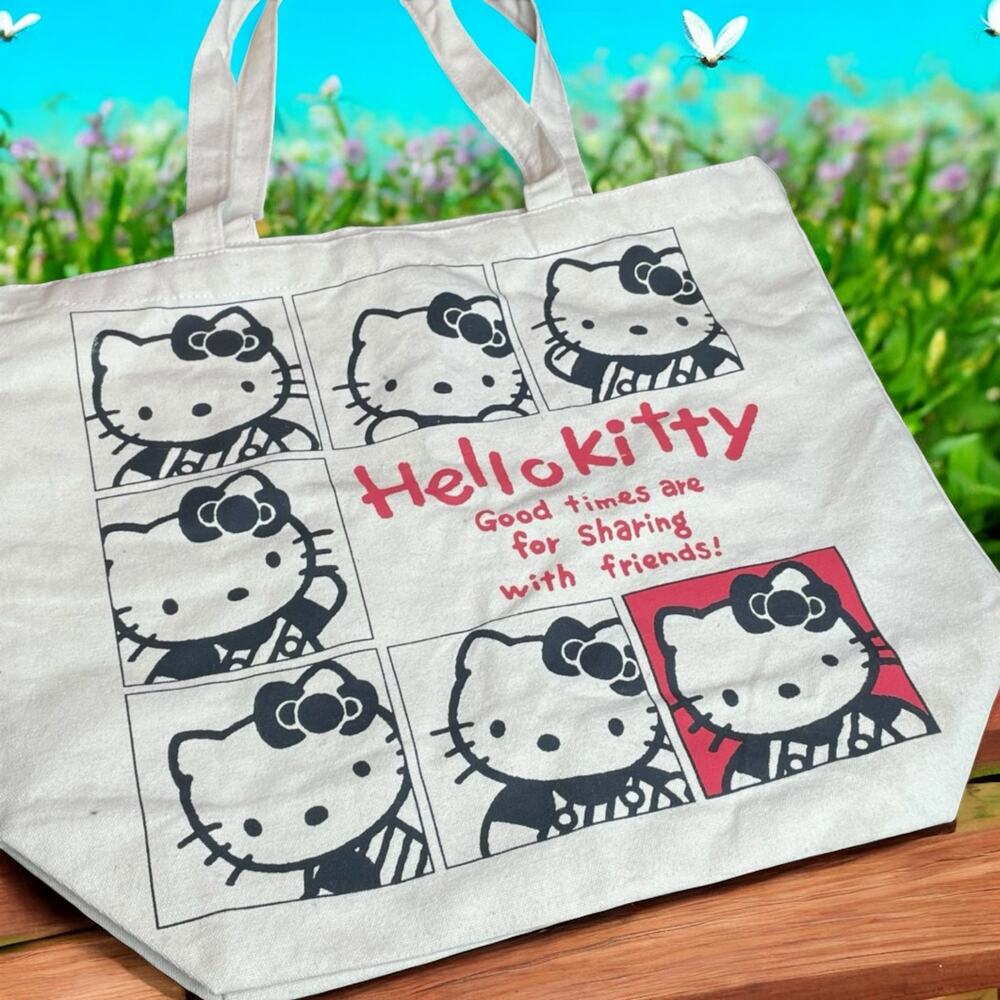 Hello Kitty Sanrio Tote Bag Canvas Good Times Sharing Friends My Melody Keroppi